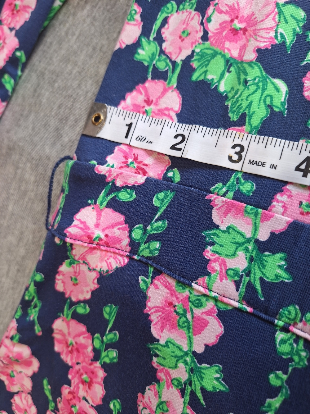 Lilly Pulitzer Navy Floral Wrap Dress Build In Shorts with Pink & Green Accents - Picture 14 of 15